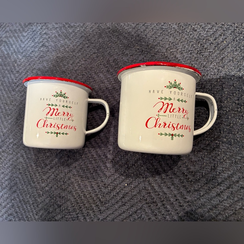 Holiday Cheer White and Red Mugs - metal